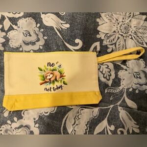 Yellow and Cream Sloth Canvas Pouch